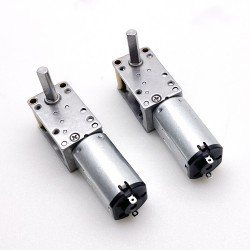 2個 6V/12V ミニDCウォームギアモーター 0.3W 軸径 4mm 90度出力軸ウォームギアボックス付き