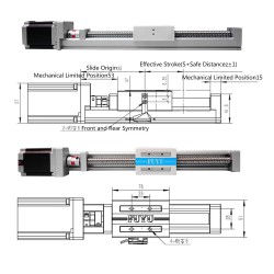 リニア ガイド ボールネジアクチュエータ FSK40J 50-1000mm Nema 23ステッピングモーター付き