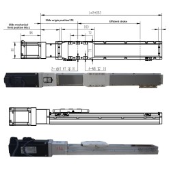 ダブルレール リニア モジュール リニア アクチュエータ FCH90 50-1100mm、750W サーボ モーター付き