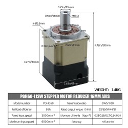 PGH60シリーズ ヘリカル遊星ギアボックス 最大ギア比 100:1 PGH60-L2SW-Stepper (Nema 23/24ステッピングモーター用)