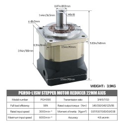 精密シリーズ ヘリカル遊星ギアボックス (Nema 34 ステッピングモーター / 80mm-130mm サーボモーター用)