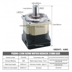 PGH090シリーズ ヘリカル遊星ギアボックス 19mm入力シャフト(Nema 34 ステッピングモーター/80mm-90mm サーボモーター用)