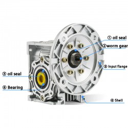 NMRV050シリーズ 丸型ウォームギアボックス ギア比 5:1-100:1 入力シャフト 11mm 14mm 19mm