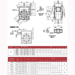 NMRV063シリーズ 丸型ウォームギアボックス ギア比 5:1-100:1 入力シャフト 14mm 19mm 24mm 出力軸 25mm