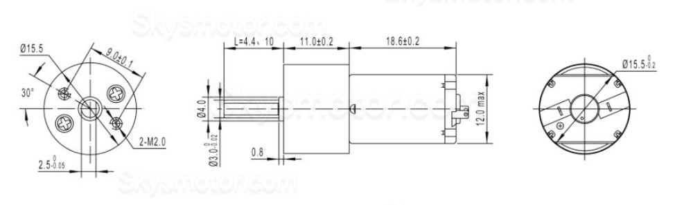 2個 Φ15.5mm 6V/12V ブラシDCギヤードモータ 永久磁石モータ GM16-030PA ギア比 18~336 平行軸ギヤボックス付き