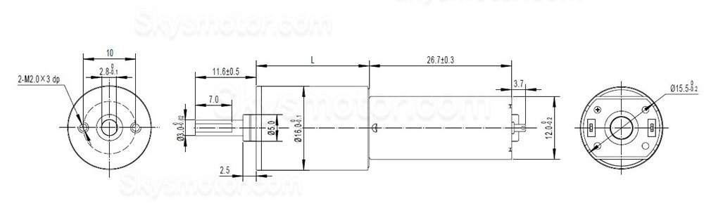 2個 Φ16mm 12V/24V ブラシDC遊星ギヤードモータ GMP16-050SH ギア比 4~1024 遊星ギアボックス付き