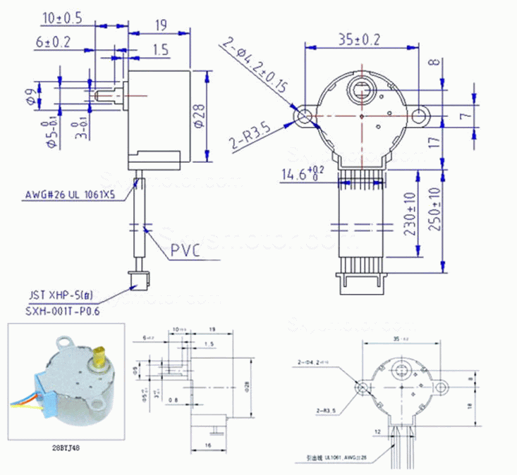 12V 28BYJ-48 PM ギア ステッピング モーター 64:1 減速 4 相ステップ モーター Arduino 用