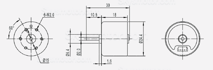 2個 Φ24.4mm 12V/24V BLDC モーター ブラシレス dc モーター TEC2418 0.02Kg.cm 5100rpm/7500rpm 軸径 2mm