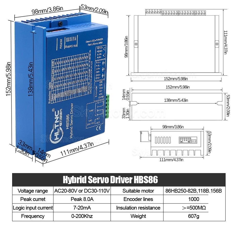 Nema34 クローズド ループ ステッピング モーター キット 86HB250-118B-HBS86-Brake 1.8 度 8N.m HBS86 ドライバー + ブレーキ