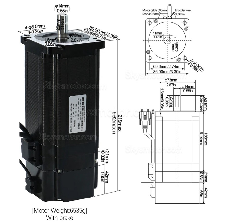 Nema34 クローズドループ ステッピングモーターキット 86HB250-156B-HBS86 1.8 度 12N.m HBS86 ドライバー + ブレーキ