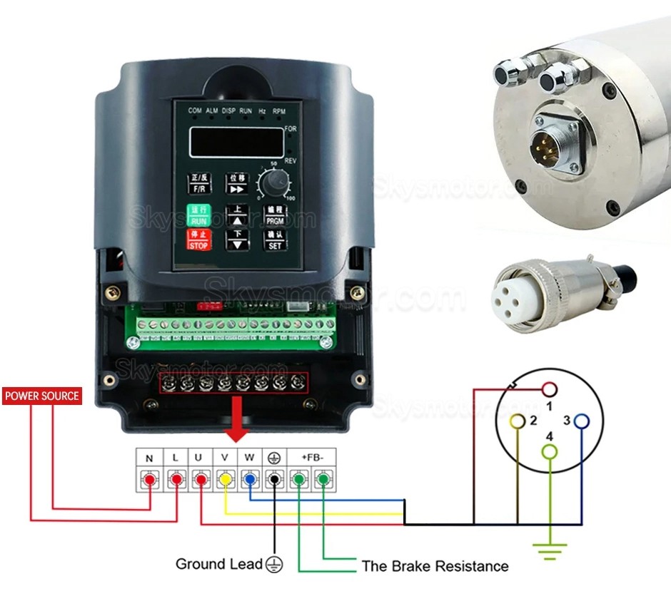 水冷式CNCスピンドルモーター SMCU002873 5.5KW 220V/380V 24000RPM ER25コレット