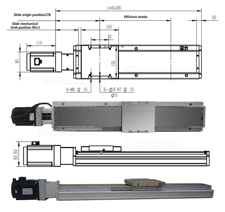 ダブルレール リニア モジュール リニア アクチュエータ FCH140 50-1250mm、1000W サーボ モーター付き