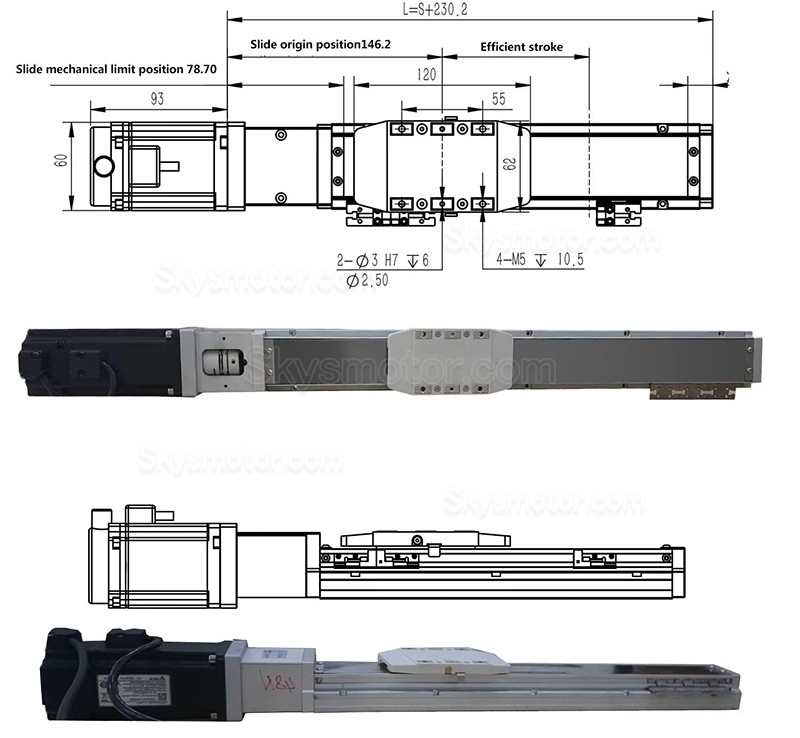 ダブルレール リニア モジュール リニア アクチュエータ FCH60 50-1000mm、400W サーボ モーター付き