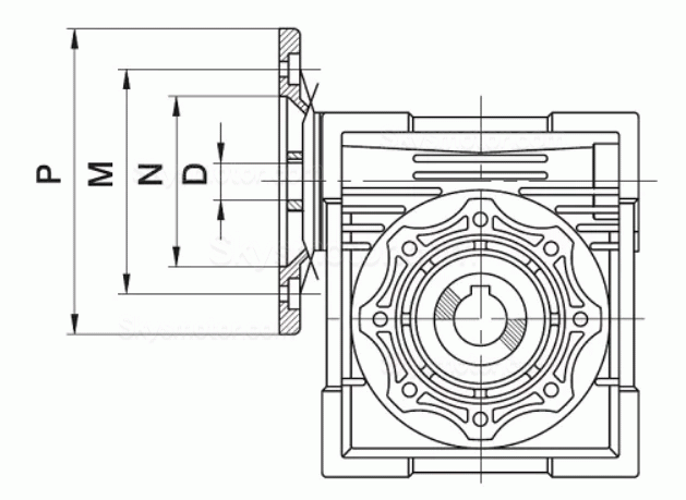 NMRV040シリーズ 丸型ウォームギアボックス ギア比 5:1-100:1 入力シャフト 9mm/11mm/14mm