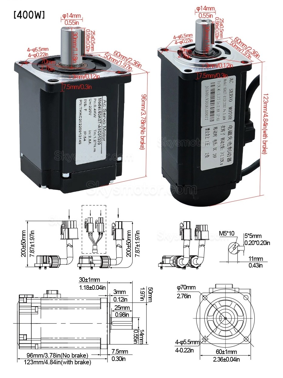 400W/600W/750W/1000W ACサーボモーター＆ドライバーキット 110V / 220V 1.27Nm-3.8Nm CNCおよびPLCシステム向け