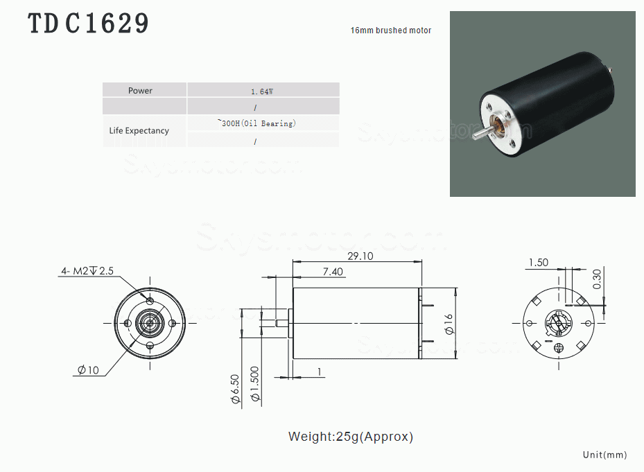 2個 Φ16mm 6V/12V DC ブラシコアレスモータ TDC1629 15g.cm 1.6W 軸径 1.5mm