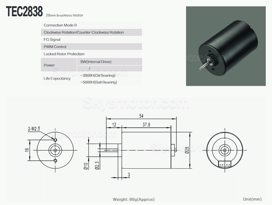 2個 Φ28mm 12V/24V BLDC モーター ブラシレス dc モーター TEC2838 100g.cm 4200rpm/4400rpm 軸径 2.3mm