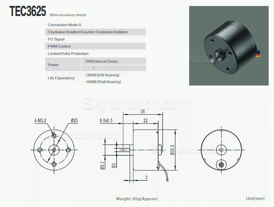 2個 Φ35.5mm 12V/24V 高トルクブラシレス dc モーター TEC3625 550g.cm 3600RPM 軸径 3mm