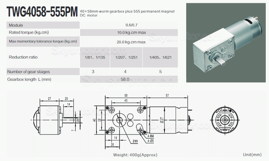 2個 12V/24V 永久磁石DCギヤードモータ 8.8W 軸径 8mm 90度出力軸ウォームギアボックス付き