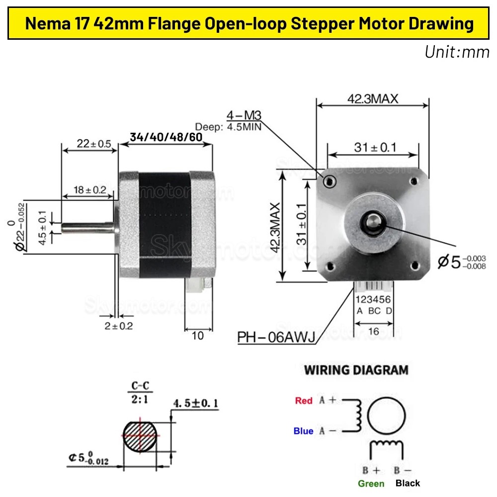 Nema 17 ステッピング モーター 42HS4015A4D5 (30:1 ハーモニックドライブ減速機 + TB6600 ステッピングドライバー付き)