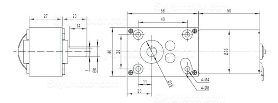 2個 12V/24V 永久磁石DCギヤードモータ 7W/10.9W 軸径 6mm ギア比 81~621 ウォームギアボックス付き