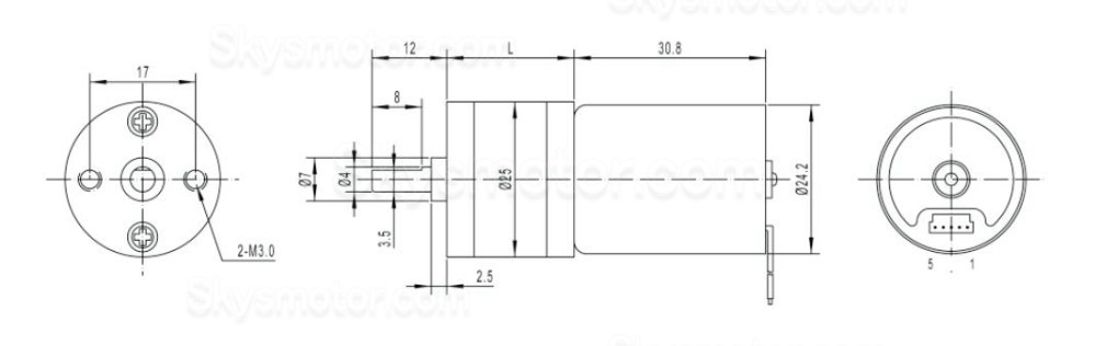 2個 Φ25mm 12V/24V ブラシDCギヤードモータ GM25-TEC2430 ギア比 4~499 平行軸ギヤボックス付き 0.2-5kg.cm